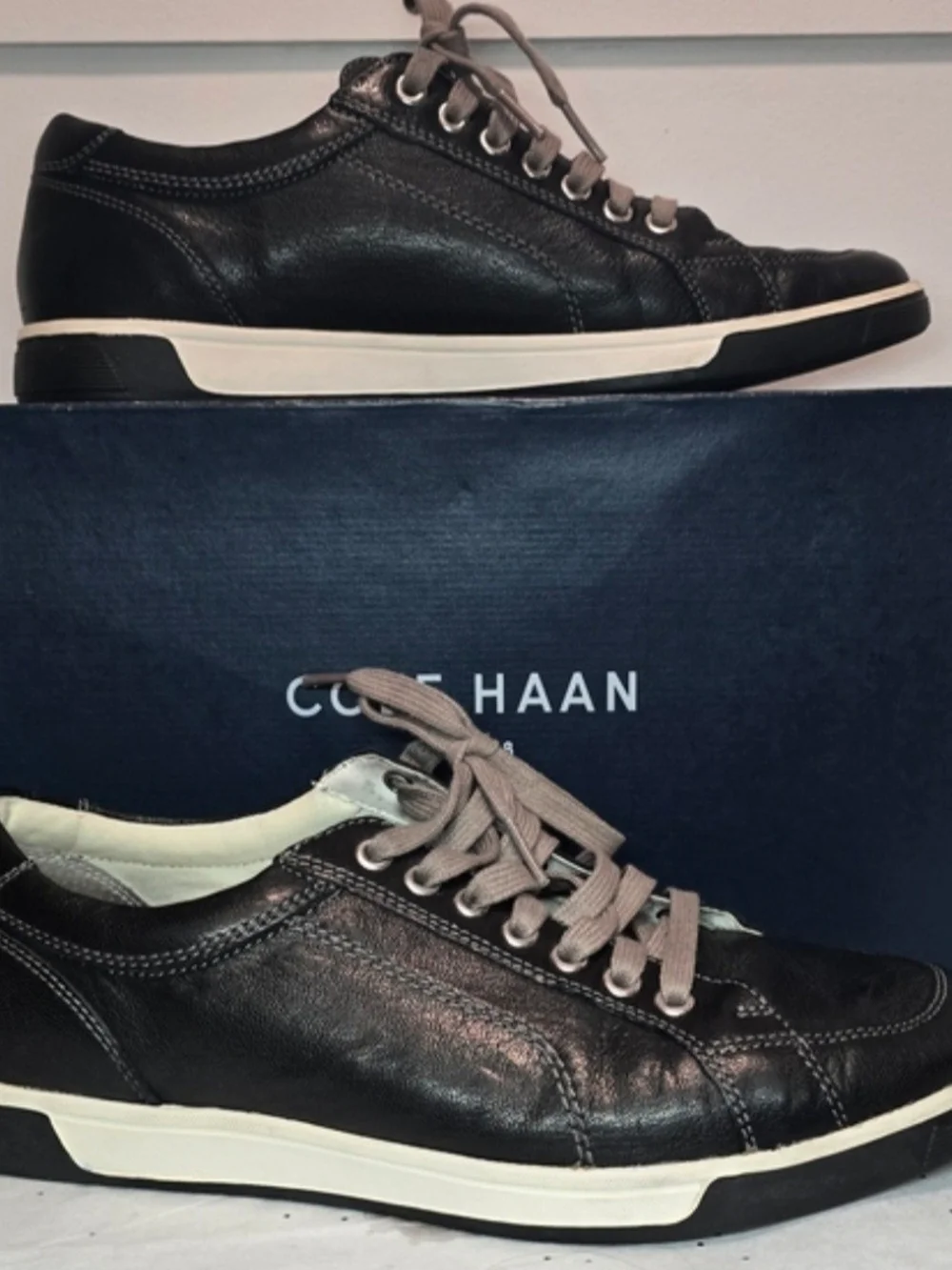 Cole Haan Air Quincy Men’s Black Leather Casual Sneaker Shoe